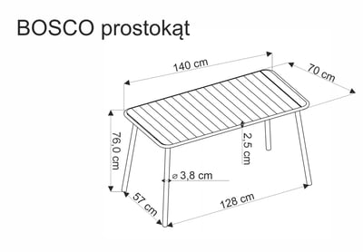 Záhradný stôl Bosco 140x70 cm - čierny stôl záhradný bosco 140x70 cm - Čierny