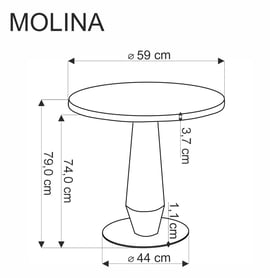 MOLINA stůl kulatý, Černý mramor / Černý / Žlutý Stůl okragly molina fi 59 cm - černá mramor / černá / zlatá