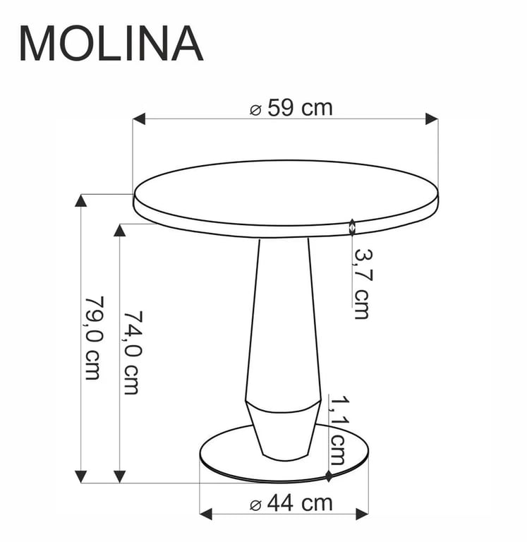 Masă MOLINA Rotundă, marmură neagră / negru / auriu stol okragly molina fi 59 cm - negru marmură / negru / auriu