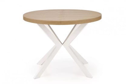 Masa rotunda extensibila Peroni 100-250 cm - stejar auriu / picioare albe