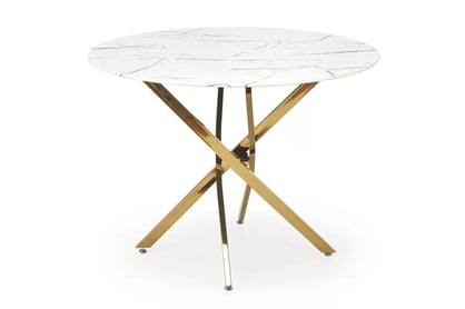 Masă rotund Mundi 2 - 100 cm - alb marmură / de aur picioare Stol okragly Raymond 2 - 100 cm - bialy marmură / auriu