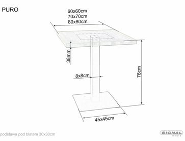 Stůl PURO dýha přírodní DUB/Černý 60x60 stOL puro Folie přírodní dAb/černá 60x60