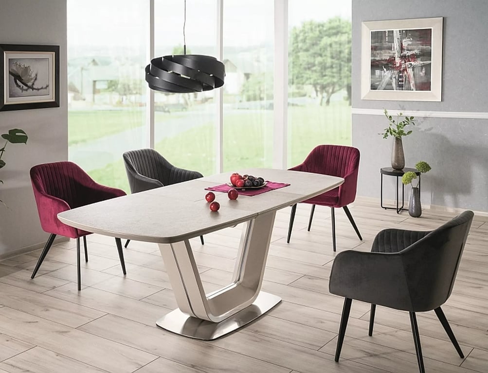 Rozkládací jídelní stůl Armani 160-220x90 cm - šedý ceramic Stůl rozkladany armani z ceramicznym blatem 160-220x90 - šedá / mramorový efekt