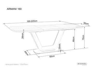 Rozkládací jídelní stůl Armani 160-220x90 cm - šedý ceramic Stůl rozkladany armani z ceramicznym blatem 160-220x90 - šedá / mramorový efekt