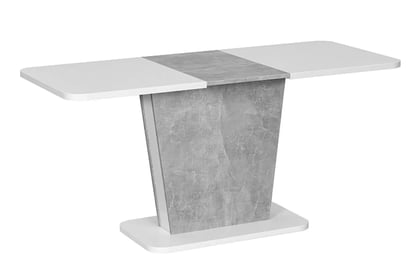 Rozkládací jídelní stůl Calipso - 110(145)x68,6 cm - bílý mat / šedý betonový efekt