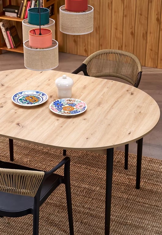 Rozkladací jedálenský stôl Elaris 102-142x102 cm - dub artisan / čierne nožičky Stôl rozkladany Elaris 102-142x102 cm Dub artisan / nožičky čierny