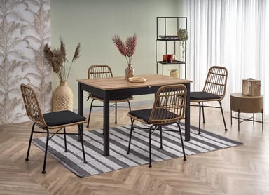Masă extensibilă Greg 124-168x75 cm - stejar wotan / negru Stůl rozkládací greg - Dub wotan / negru