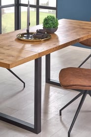 Rozkladací jedálenský stôl Horus 126 -206x80 cm - dub svetlý / čierna Stôl rozkladany horus - svetlý dub / čierny