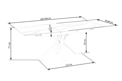Nolvari kihúzható étkezőasztal 160–200x89 cm - fehér márvány / fehér lábak Stol rozkladany Nolvari 160/200 x 89 cm fehér márvány / biale Lábak 