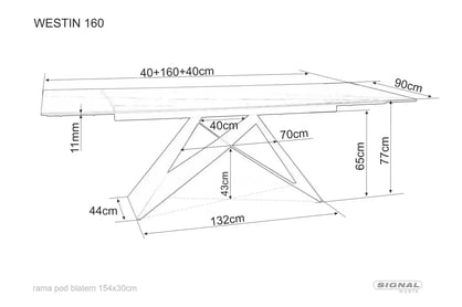 Rozkládací jídelní stůl Westin I - černý mat Stůl rozkladany westin i ze skleněným blatem 160-240x90 cm - černá mat