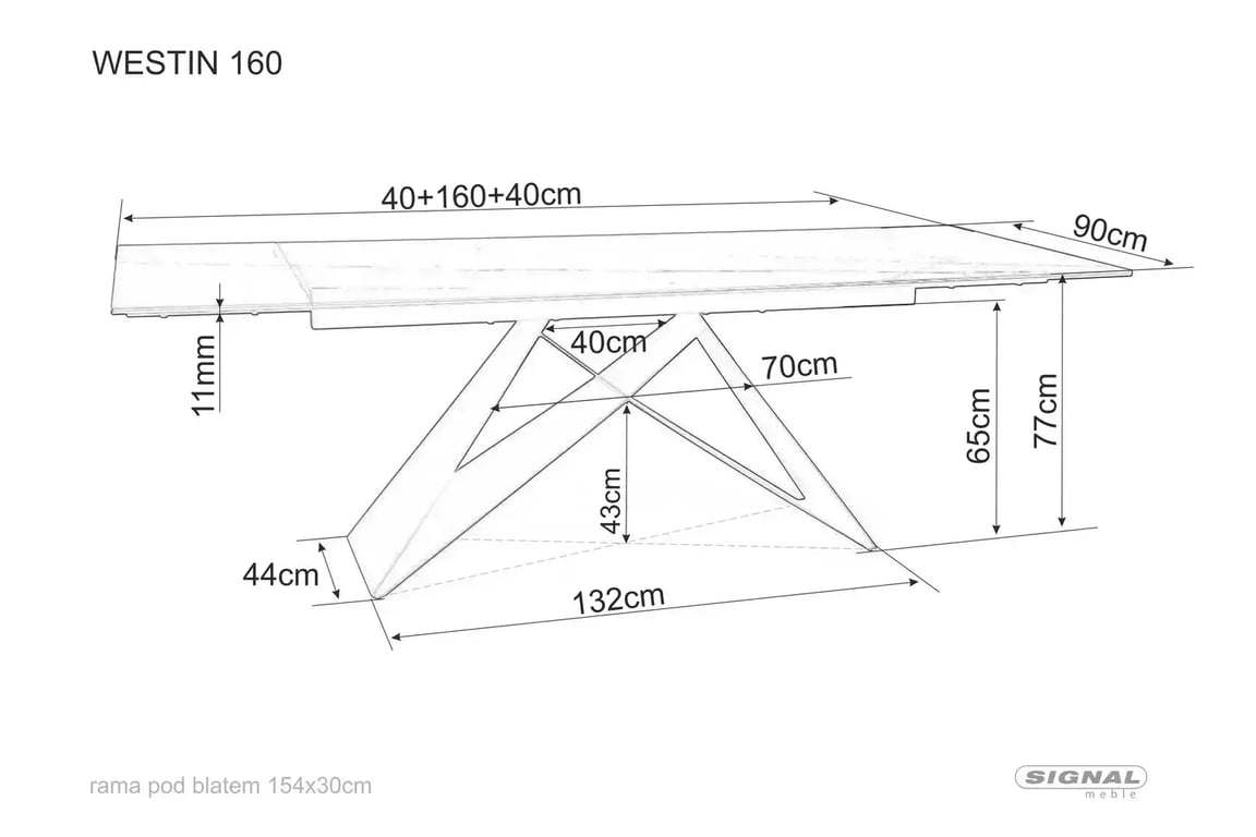 Rozkládací jídelní stůl Westin I - černý mat Stůl rozkladany westin i ze skleněným blatem 160-240x90 cm - černá mat