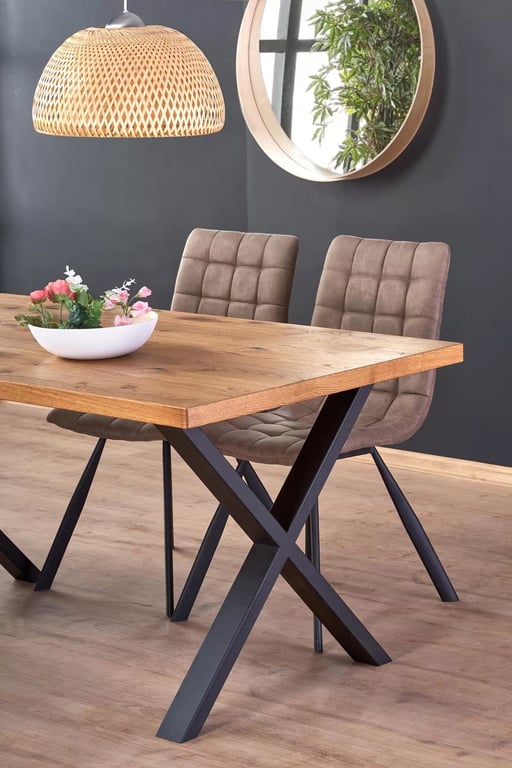 Rozkladací jedálenský stôl Xavier 160 -250x90 cm - svetlý dub / čierna Stôl rozkladany xavier - svetlý dub / čierny
