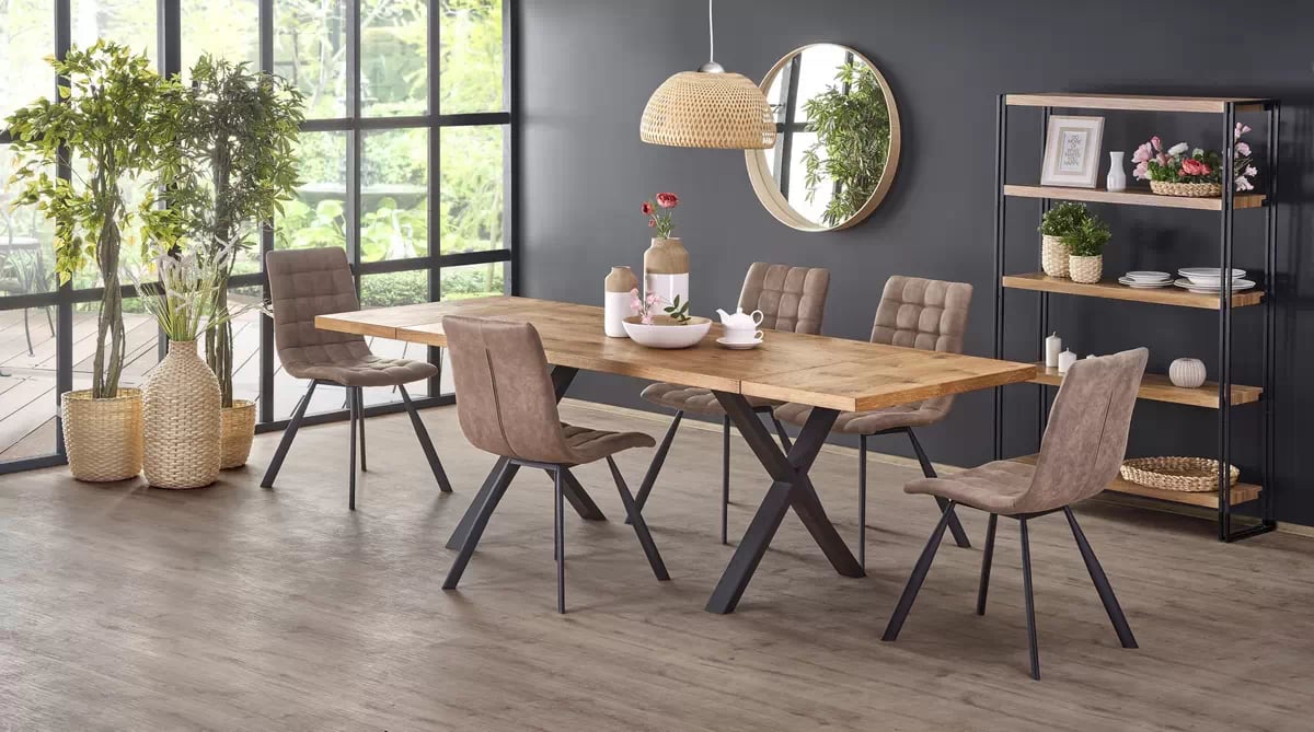 Rozkladací jedálenský stôl Xavier 160 -250x90 cm - svetlý dub / čierna Stôl rozkladany xavier - svetlý dub / čierny