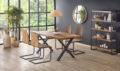 Rozkladací jedálenský stôl Xavier 160 -250x90 cm - svetlý dub / čierna Stôl rozkladany xavier - svetlý dub / čierny