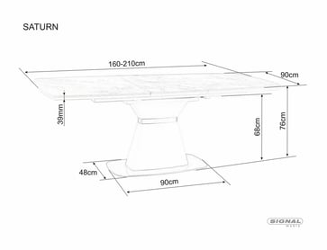 Stůl SATURN II CERAMIC bílý mramorový efekt/bílý MAT 160(210)X90 stOL saturn ii ceramic biaLy mramorový efekt/biaLy mat 160(210)x90