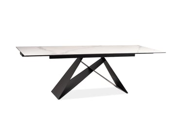 Rozkládací jídelní stůl Westin III 160-240x90 cm - bílá keramika / černý mat
