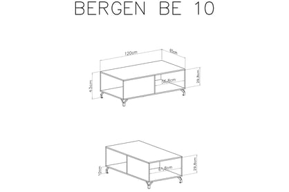 Konferenční stolek Bergen 10 - Bílý Konferenční stolek Bergen 10 - Bílý - Rozměry