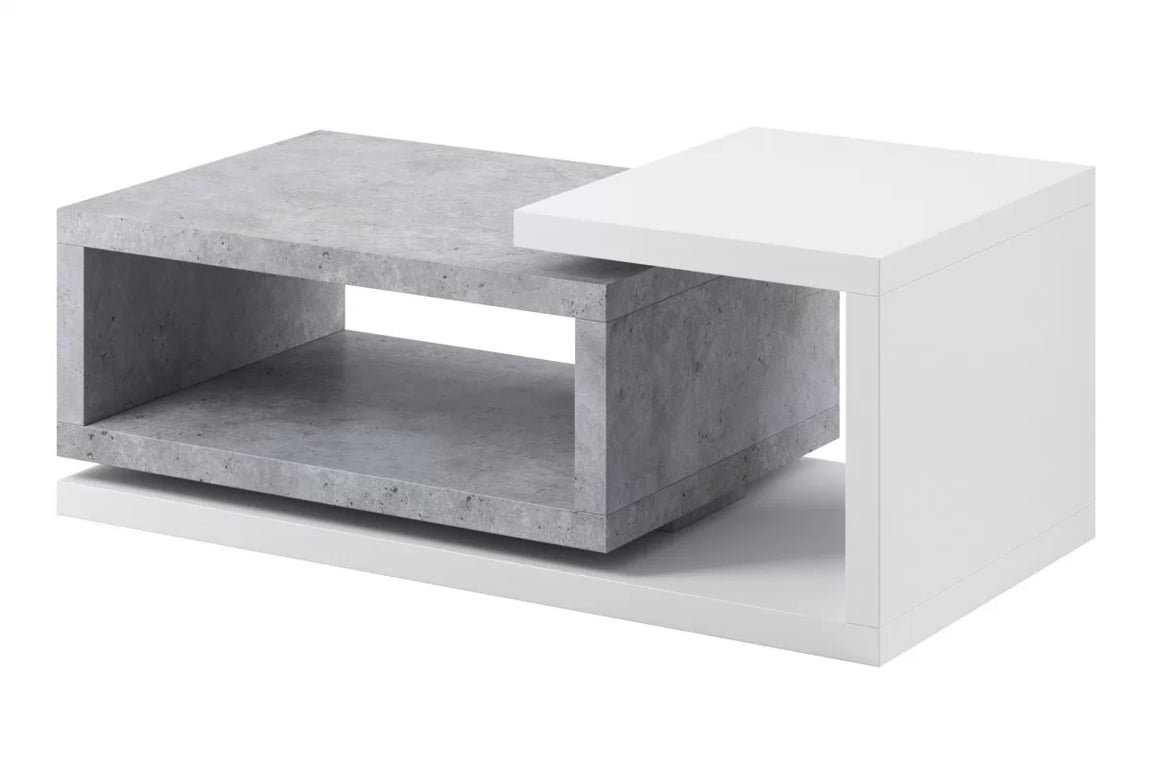 Konferenčný stolík Bota 97 - biela / betón colorado - 120x60 cm Konferenčný stolík Bota 97 z wnekami 120 cm - Biely / beton colorado