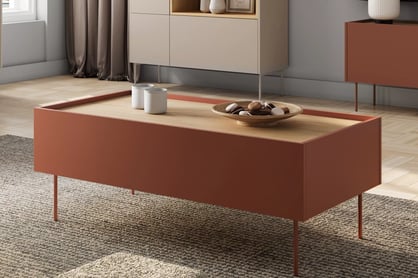 Măsuță de cafea cu sertar Desin 120 1S - ceramică roșie / stejar nagano masă kawowy Desin 120 cm cu sertare - ceramic red / stejar nagano