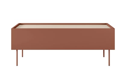 Măsuță de cafea cu sertar Desin 120 1S - ceramică roșie / stejar nagano masă kawowy Desin 120 cm cu sertare cu picioare metalice - ceramic red / stejar nagano