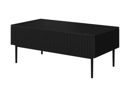 Masuta de cafea Nicole 120 cm cu sertare si picioare metalice - negru mat / picioare negre