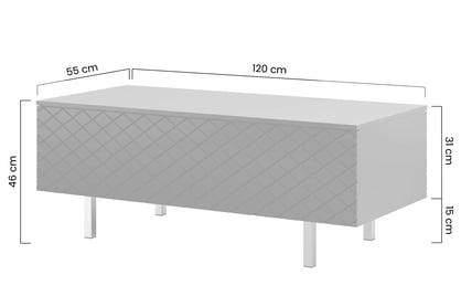 Stolík kawowy Scalia II 120 2K s úložným priestorom - biely mat / čierny nožičky - Koncovka Série Konferenčný stolík Scalia II 120 2K s úložným priestorom - biely mat / čierny nožičky