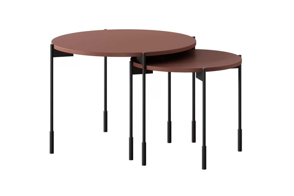 Măsuță de cafea rotundă Sonatia 45 - burgundy masă kawowy Sonatia 45 cm okragly pe bază de metal - burgundy