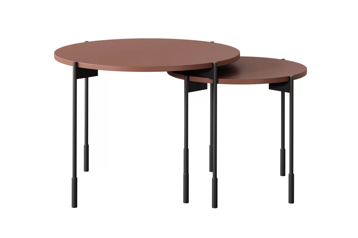 Măsuță de cafea rotundă Sonatia 45 - burgundy masă kawowy Sonatia 45 cm okragly pe bază de metal - burgundy