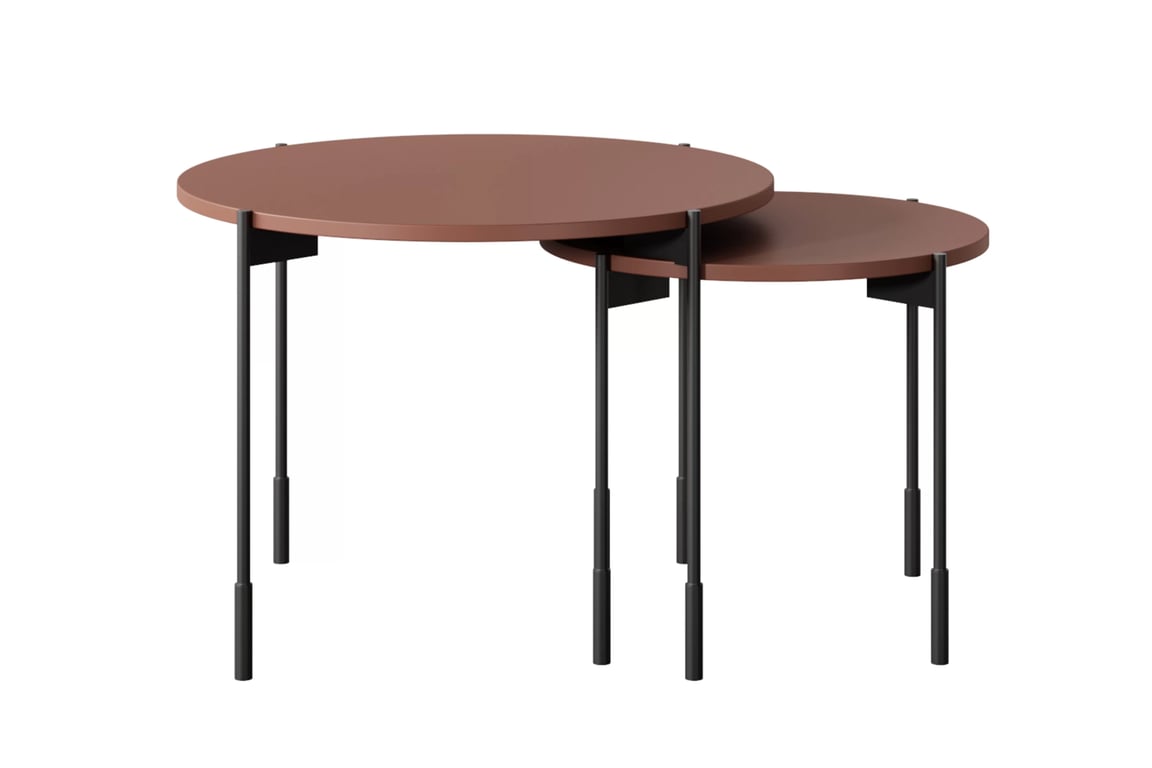 Masă de cafea rotundă Sonatia 60 - burgundy masă kawowy Sonatia 60 cm okragly pe bază de metal - burgundy