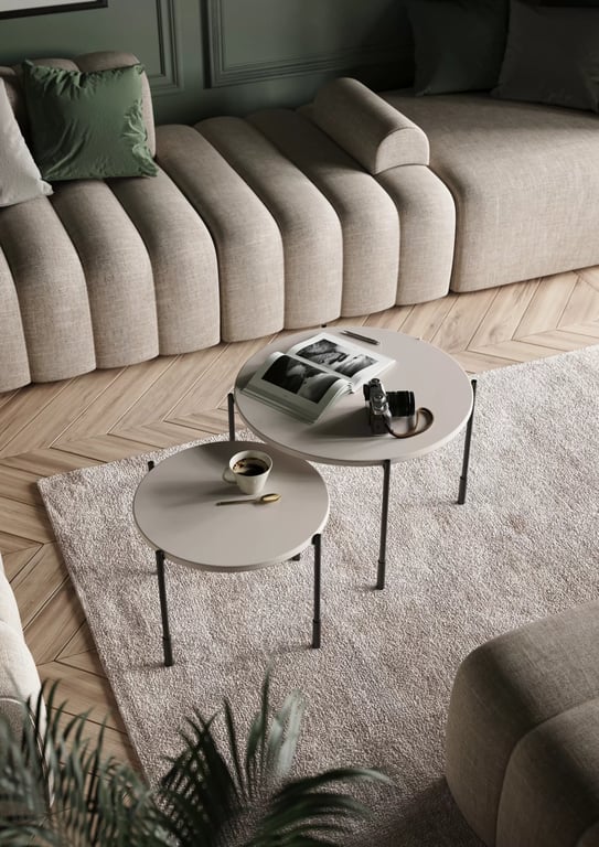 Sonatia 60 kerek dohányzóasztal - kasmír asztal kawowy Sonatia 60 cm okragly fém lábakon - kasmír