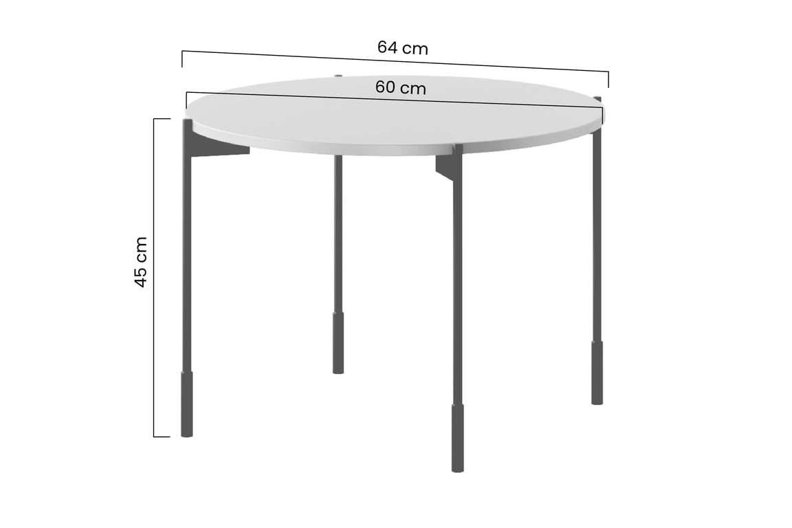 Sonatia 60 kerek dohányzóasztal - kasmír asztal kawowy Sonatia 60 cm okragly fém lábakon - kasmír
