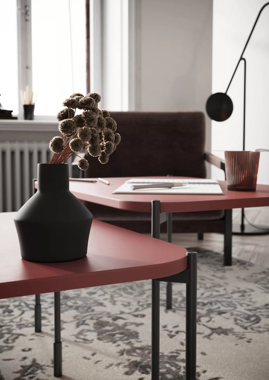 Măsuță de cafea dreptunghiulară Sonatia 60 - burgundy masă kawowy Sonatia 60 cm prostokatny pe bază de metal - burgundy