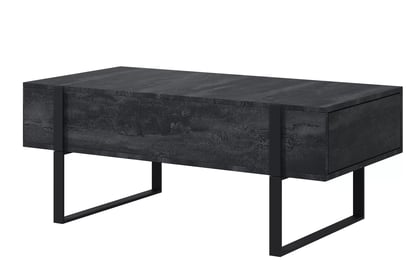 Konferenčný stolík Verica 120 cm so zásuvkami a kovovými nožičkami - čierny betón / čierne nožičky