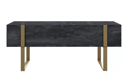 Konferenčný stolík Verica 120 cm so zásuvkami a kovovými nožičkami - čierny betón / zlaté nožičky - Limitovaná ponuka Konferenčný stolík Verica so zásuvkami i metalowymi nogami 120 cm - Čierny beton / zlote nozki