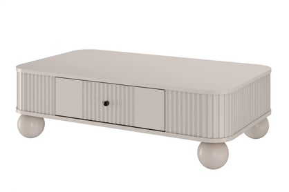 Masă de cafea cu sertar Vesper 103x60 cm - cașmir / mânere negre / picioare rotunde