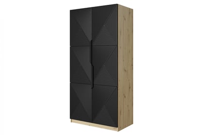 Dulap Asha 100 cm și mânere metalice - artisan / negru mat / mânere negre
