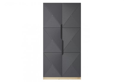 Dulap Asha 100 cm și mânere metalice - artisan / rivier piatra mat / mânere negre dulap Asha 100 cm z ryflowanym frontem i metalowymi uchwytami- artisan / rivier stone mat / negru Mânere