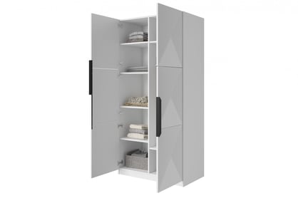 Dulap Asha 100 cm și mânere metalice - alb mat / mânere negre dulap Asha 100 cm z ryflowanym frontem i metalowymi uchwytami- bialy mat / negru Mânere