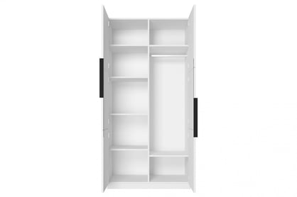 Dulap Asha 100 cm și mânere metalice - alb mat / mânere negre dulap Asha 100 cm z ryflowanym frontem i metalowymi uchwytami- bialy mat / negru Mânere