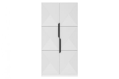 Dulap Asha 100 cm și mânere metalice - alb mat / mânere negre dulap Asha 100 cm z ryflowanym frontem i metalowymi uchwytami- bialy mat / negru Mânere