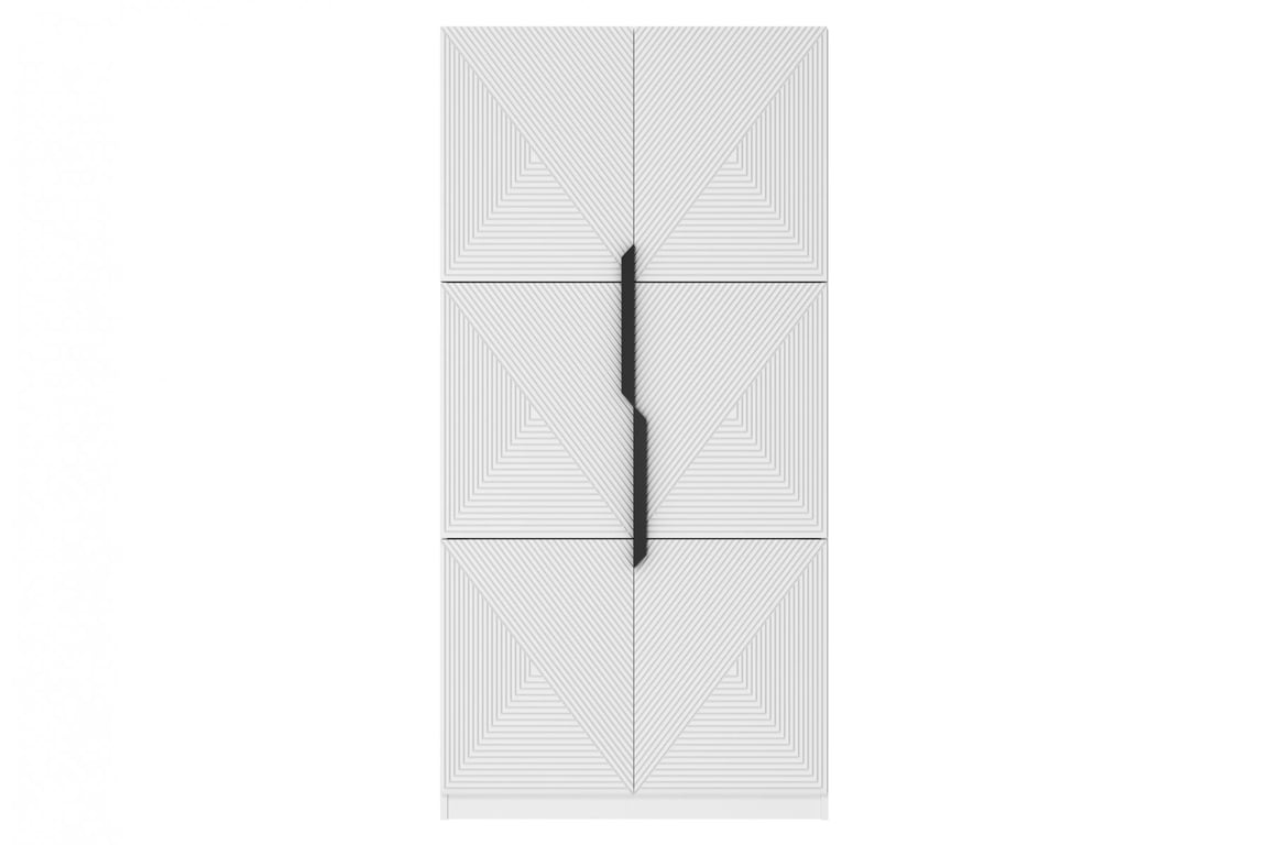 Dulap Asha 100 cm și mânere metalice - alb mat / mânere negre dulap Asha 100 cm z ryflowanym frontem i metalowymi uchwytami- bialy mat / negru Mânere