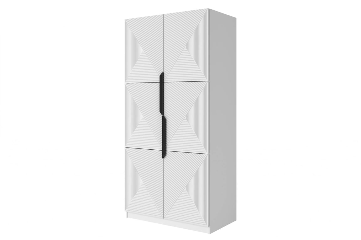 Dulap Asha 100 cm și mânere metalice - alb mat / mânere negre dulap Asha 100 cm z ryflowanym frontem i metalowymi uchwytami- bialy mat / negru Mânere