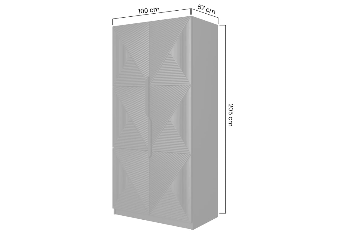 Dulap Asha 100 cm cu față canelată și mânere metalice - cașmir / mânere negre dulap Asha 100 cm z ryflowanym frontem i metalowymi uchwytami- cașmir / negru mânere