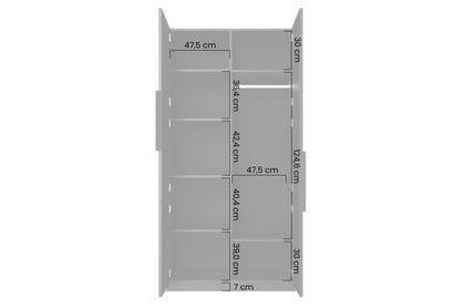 Dulap Asha 100 cm cu față canelată și mânere metalice - cașmir / mânere negre dulap Asha 100 cm z ryflowanym frontem i metalowymi uchwytami- cașmir / negru mânere