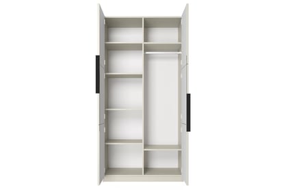 Dulap Asha 100 cm cu față canelată și mânere metalice - cașmir / mânere negre dulap Asha 100 cm z ryflowanym frontem i metalowymi uchwytami- cașmir / negru Mânere