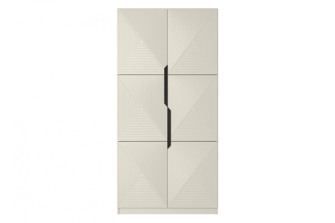 Dulap Asha 100 cm cu față canelată și mânere metalice - cașmir / mânere negre dulap Asha 100 cm z ryflowanym frontem i metalowymi uchwytami- cașmir / negru Mânere