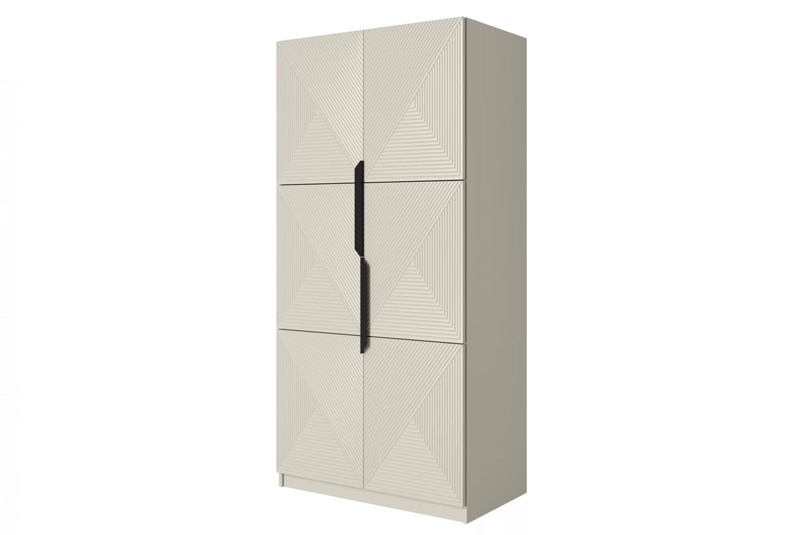 Dulap Asha 100 cm cu față canelată și mânere metalice - cașmir / mânere negre dulap Asha 100 cm z ryflowanym frontem i metalowymi uchwytami- cașmir / negru Mânere