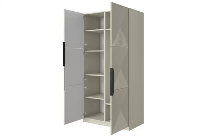 Dulap Asha 100 cm cu față canelată și mânere metalice - cașmir / mânere negre dulap Asha 100 cm z ryflowanym frontem i metalowymi uchwytami- cașmir / negru Mânere