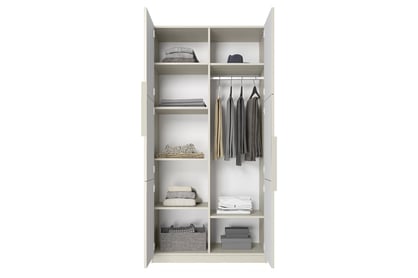 Dulap Asha 100 cm cu față canelată și mânere metalice - cașmir / mânere cașmir dulap Asha 100 cm z ryflowanym frontem i metalowymi uchwytami- cașmir / kaszmirowe Mânere