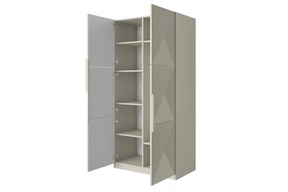 Dulap Asha 100 cm cu față canelată și mânere metalice - cașmir / mânere cașmir dulap Asha 100 cm z ryflowanym frontem i metalowymi uchwytami- cașmir / kaszmirowe Mânere